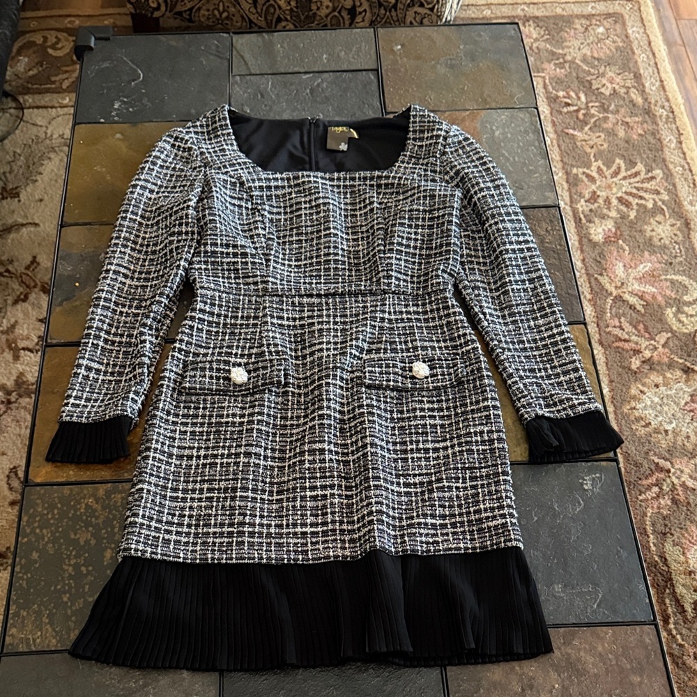 Taylor Black Dress with White Accents Size 8